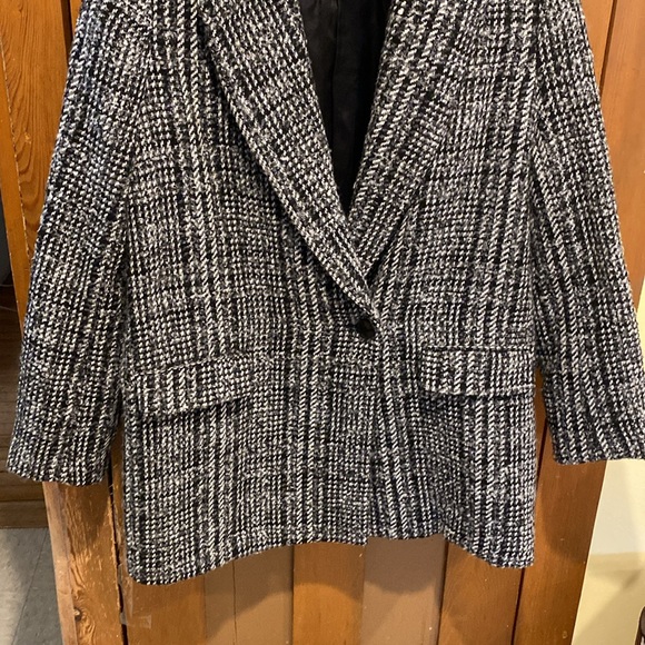 Truth by Republic Black Plaid Pea Coat/Jacket,Wool Blend,Size L/12,Warm! - Picture 2 of 4